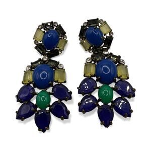 Stella & Dot Peacock Chandelier Earrings in a Blue and Green Multi-color Design